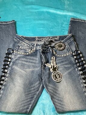 Platinum Plush Women's Blue Lace-Up Bootcut Jeans